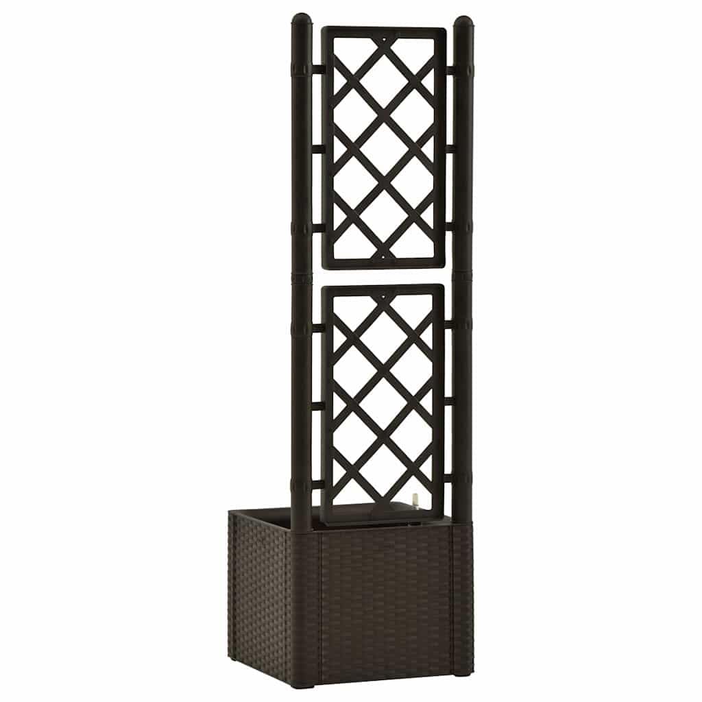 Jardinière surélevée avec treillis, auto-irrigation, 35 l, moka