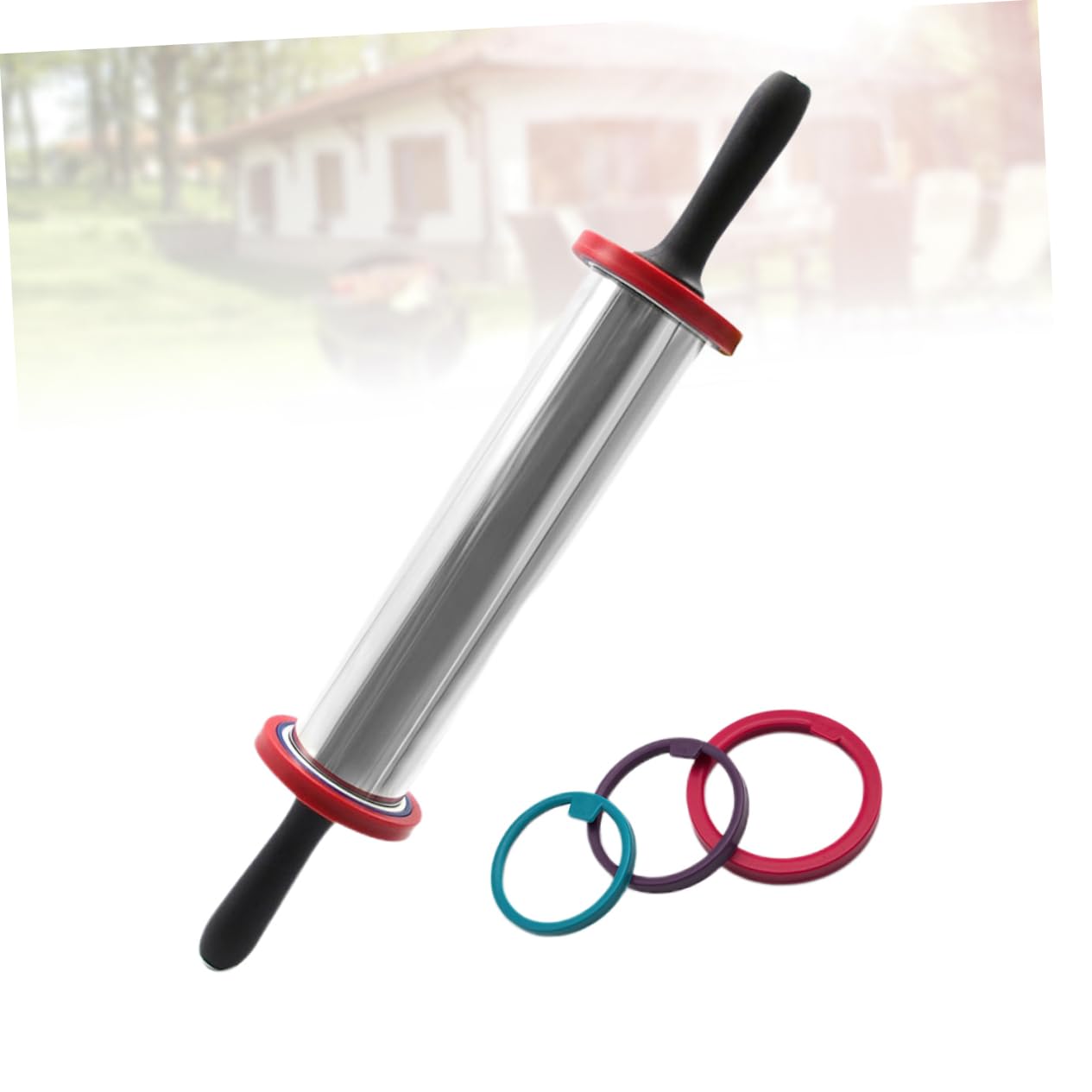 Ciieeo Rodillo de Acero Inoxidable para Amasar Masa y Fondant con Anillos Ajustables de Grosor en Tres Tamaños, Herramienta de Cocina para Repostería y Pastelería