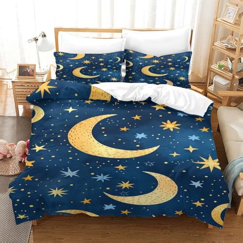 Housse de couette lune 3D en microfibre respirante anti-pli