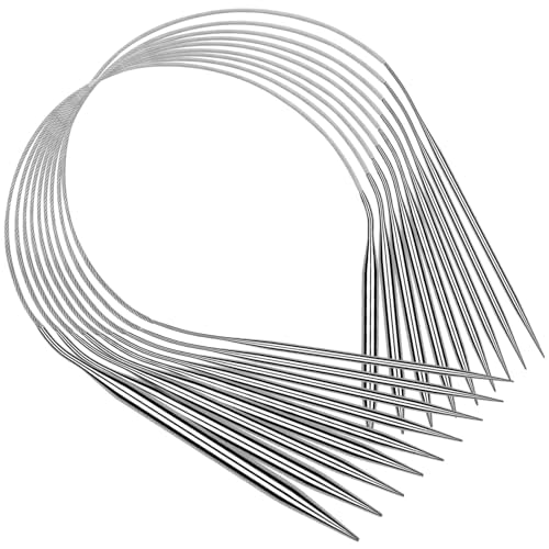 Coopay Rundstricknadeln 40 cm, 9 Stück Edelstahl Stricknadeln Rundstricknadel Set, Metall Rundstricknadeln 2,0/2,5/3,0/3,5/4,0/4,5/5,0/5,5/6,0mm, Rundstricknadel 40 cm für Pullover Socken