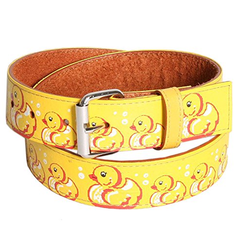 Rubber Ducky Leather Belt in Yellow by BodyPunks, Size: Medium (Waist Size: 29"-33")