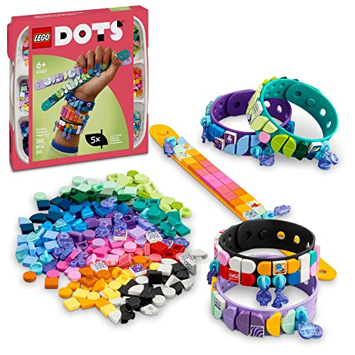Image of LEGO 41807 Dots Bracelet Design Creative Set, 5-in-1 DIY Jewellery Craft Set with Mosaic Stones in Cosmic and Summer Colours for Friendship Bracelets and Accessories for Children