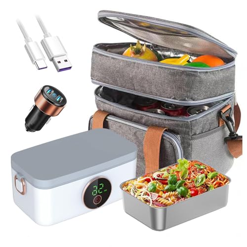 Lonchera térmica portátil recargable de 16000 mAh con función de calefacción de 5 velocidades para comidas de trabajo y escuela