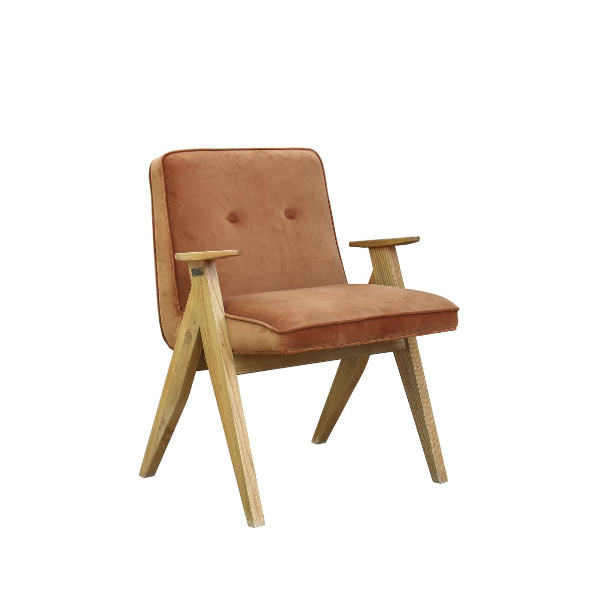Robin des bois - Billy : Fauteuil en chêne et Velours Caramel
