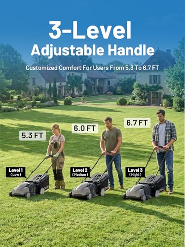 Image of Litheli 18 inch Self-Propelled Lawn Mower, 40V Battery Lawn Mower(2 x 5.0Ah), Push Mower with Brushless Motor, 2-in-1 Mulching & Bagging
