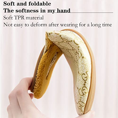 Women's Slippers Slip On Memory Foam Comfy House Shoes Lightweight Indoor Outdoor Non Slip Cosy House Shoes Breathable Ladies Slippers Anti-Skid Rubber Sole (Color : Khaki, Size : EUR40-41)3