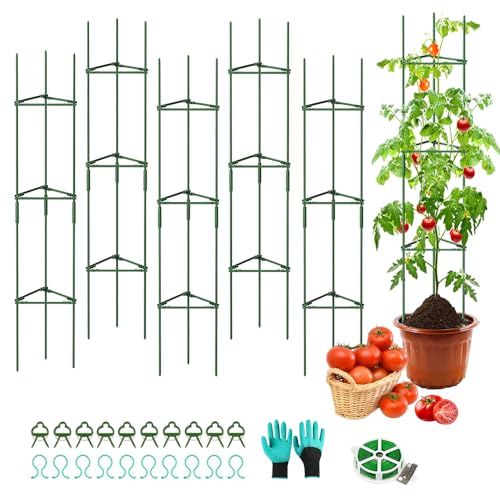 6 Stück Tomate Rankhilfe,120cm Pflanzenhalter für Tomate,Gurken...