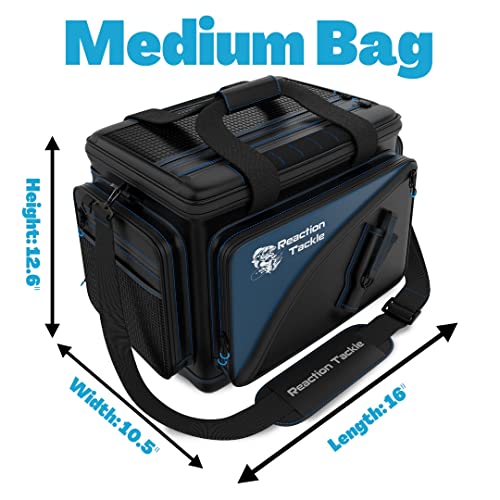 Image of Reaction Tackle Saltwater Fishing Tackle Bags, Water Resistant 1000D PVC Tackle Box Bag with Removable Dividers, Fits 3600 and 3700 Trays, Medium