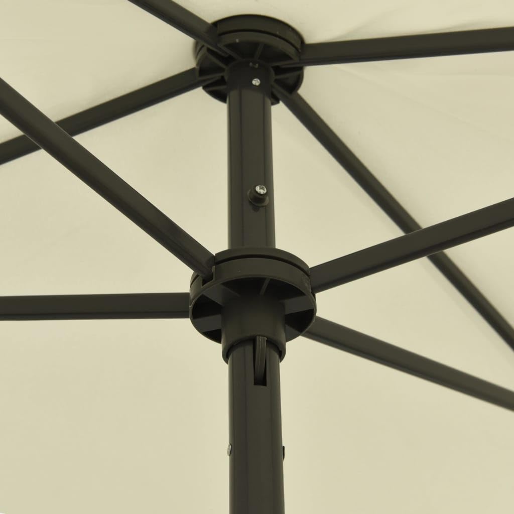 Parasol plażowy, piaskowo-żółty x cm, odporny na promieniowanie UV poliester, ochrona przed słońcem na taras, do ogrodu, na zewnątrz, z mechanizmem przechylania, odporny na warunki