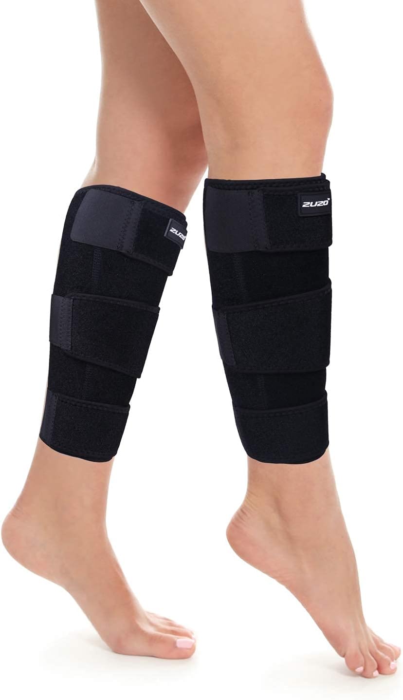 2U2O Calf Brace - (Pair) Adjustable Shin Splint Compression Support for Calf Pain Relief, Recovery, Sprain, Swelling, Tennis Leg, Cycling, Travel - Lower Leg Wrap - Calf Sleeve for Men and Women
