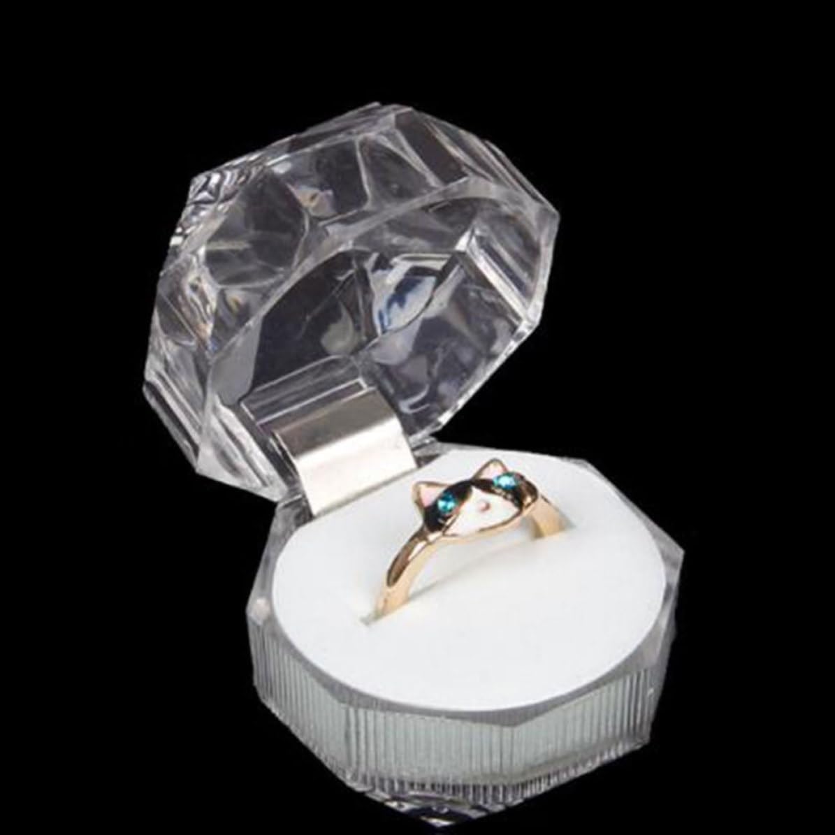 VICASKY 20pcs Octagonal Acrylic Jewelry Box Rings Organizer Storage image 2