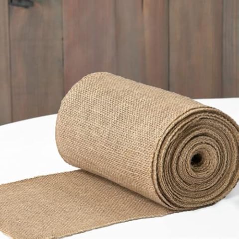 HEMEIREN 30cmx275 CM Roll Jute Hessian Table Runner Upholstery Fabric Natural Jute Hessian Burlap Cloth Craft Wedding Party Table Runner Rustic Table Decoration (1 Roll) (30 x 275 cm) Cover