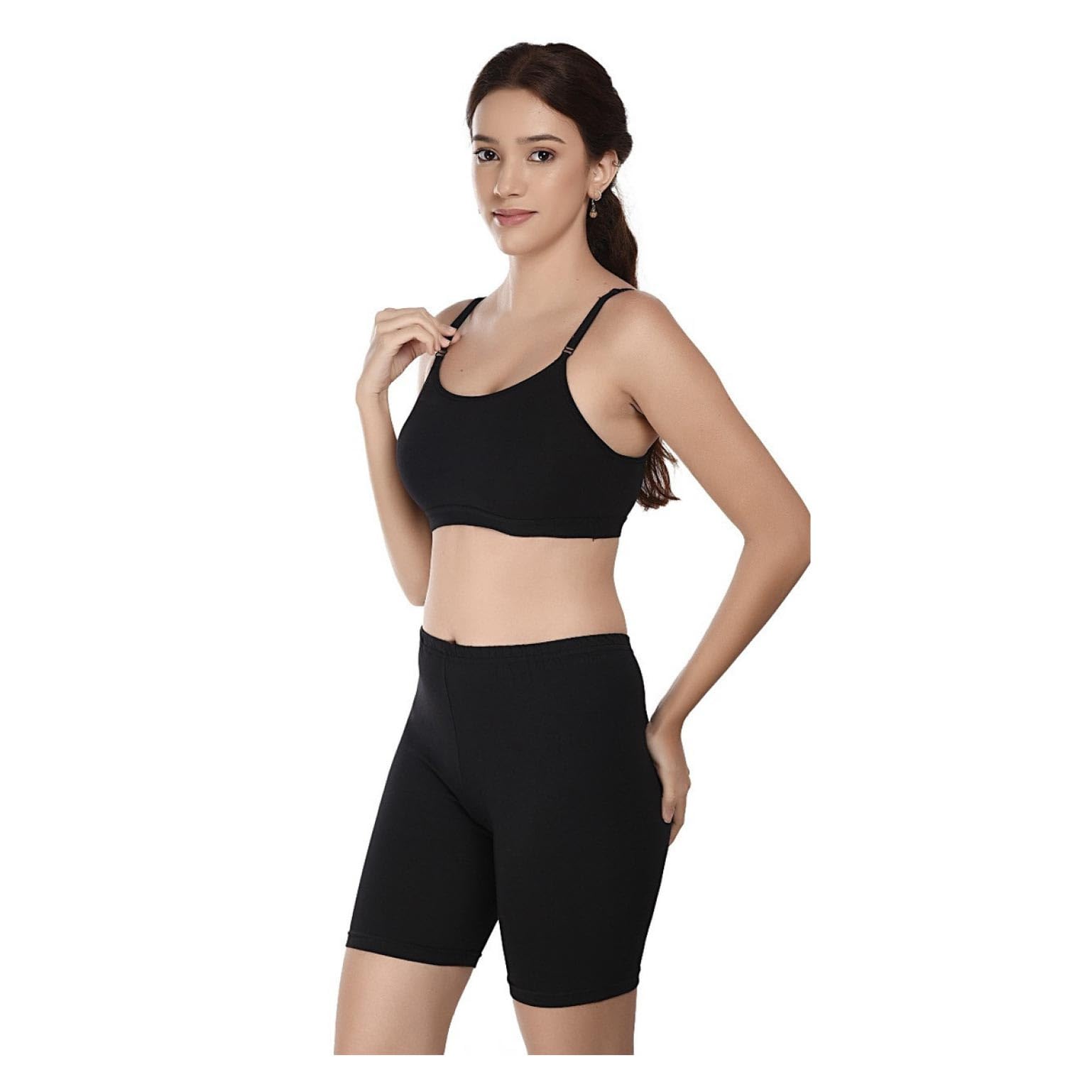 Women Seamless Sports Bra and Shorts Set | Stretchable Workout Activewear | Gym Yoga Fitness Wear for Women (Skin) 32/34-image-40