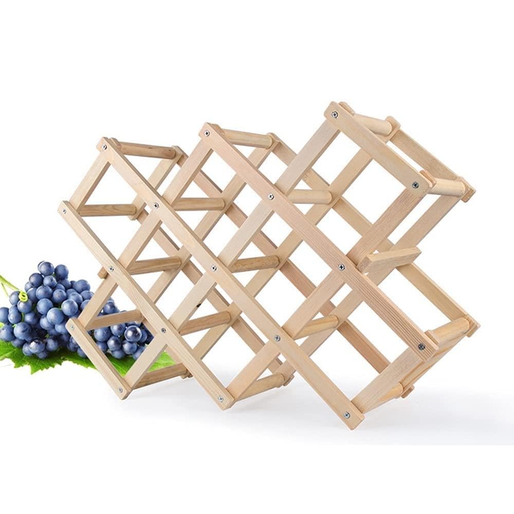 Botellero Vino Estante de vinos Plegable Soporte for el Vino for el hogar Botelleros Vinos (Color : Wood)