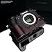 Produktbild GARIZ Design Kameratasche für Fujifilm X-H1 Kamera | Fototasche aus italienischem Leder | Tasche für Fuji XH1 | Farbe Systemkamera Tasche: Dunkelbraun | Farbe Ledertasche Naht: Braun XS-CHXH1BR