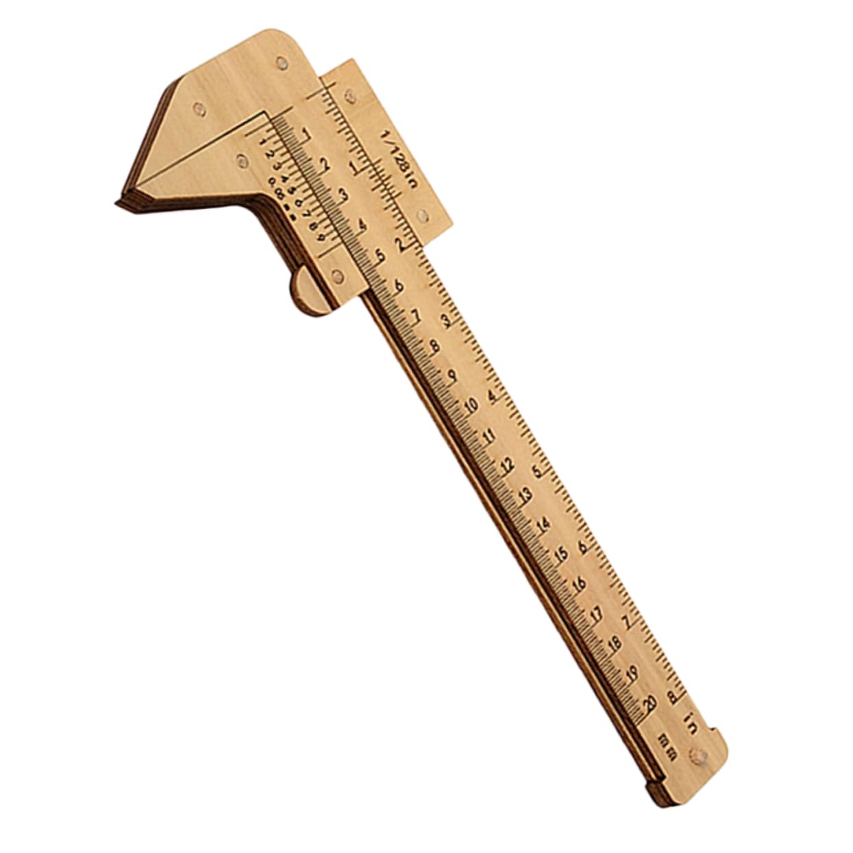 KICHOUSE Wooden Measuring Ruler Caliper for Boys and Girls Portable Straight Ruler Inches Centimeters