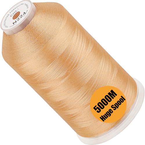 Image of New brothread - Single Huge Spool 5000M Each Polyester Embroidery Machine Thread 40WT for Commercial and Domestic Machines - Bamboo(Janome Color)