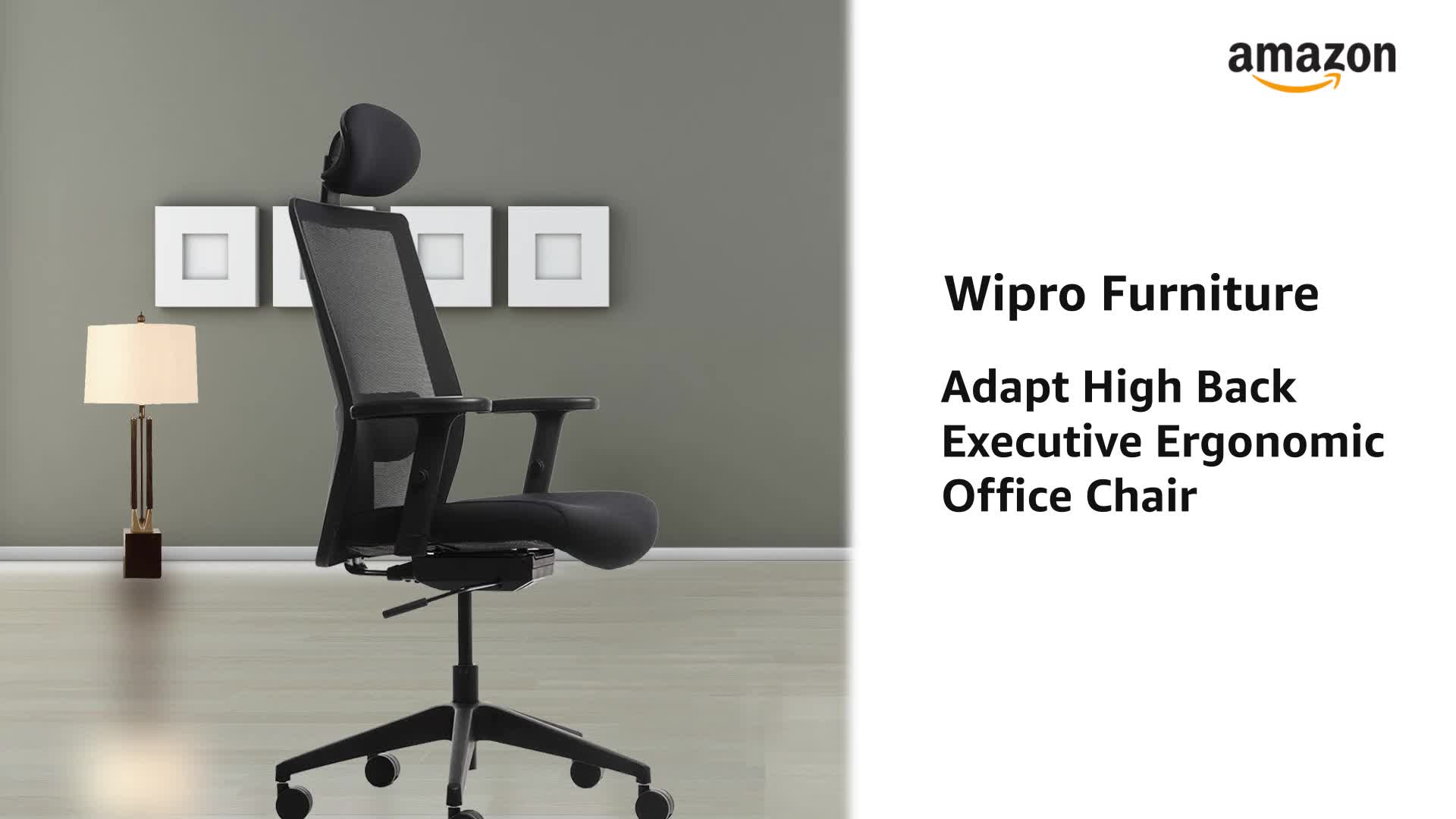 Wipro Furniture Adapt Fabric Ergonomic Office Chairs (Black