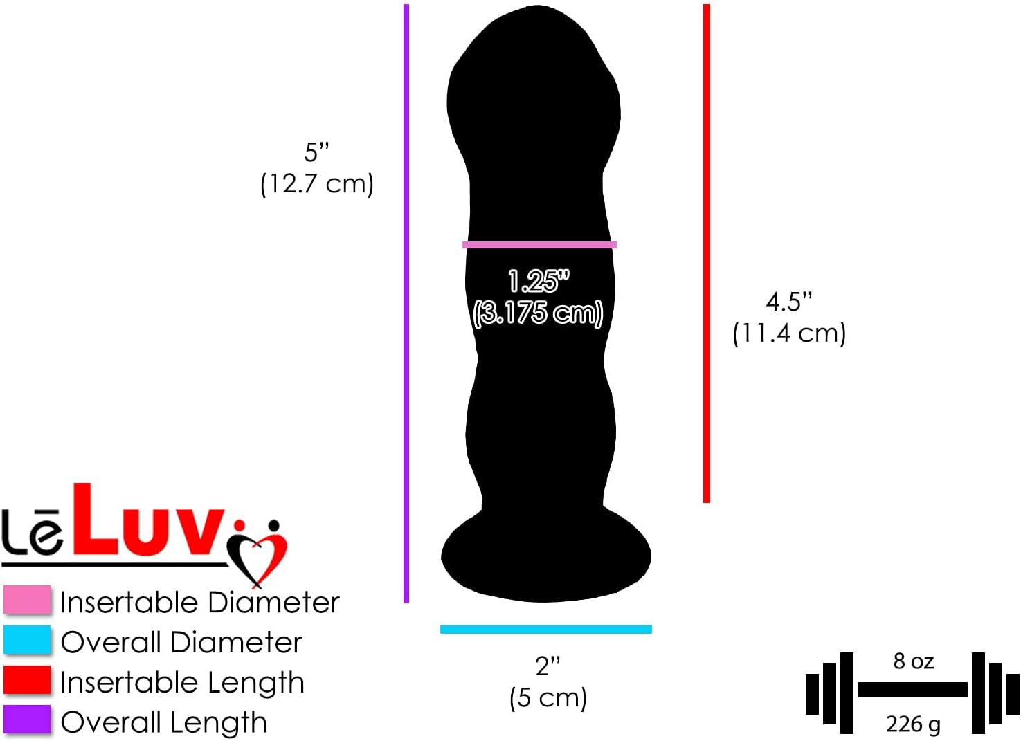 LeLuv Glass Dildo Veiny Texture Short Shaft Flat Base with Embroidered Padded Pounch - Red