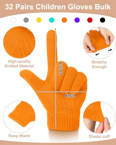 Image of JaGely 64 Pcs Kids Hats and Gloves Bulk Winter Beanies Hat Gloves for Toddler Boys Girls School Donation Wholesale