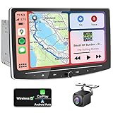 10 Inch Double Din Car Stereo Wireless CarPlay Wireless Android Auto, Detachable Android Car Radio with Physical Volume Knob GPS Navigation Bluetooth Backup Camera WiFi, 2GB+32GB Car Audio Receiver