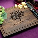 Straga Personalized Cutting Boards | Handmade Wood Engraved Charcuterie | Custom Anniversary, Housewarming Gift for Couples or Family (Tree Design No.930)