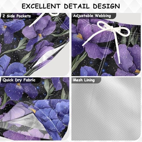 Pigsaly Boys Swim Trunks Purple Lilac Gradient Flower Boys Board Shorts Swimsuit Swimwear Summer Bathing Suit XS3