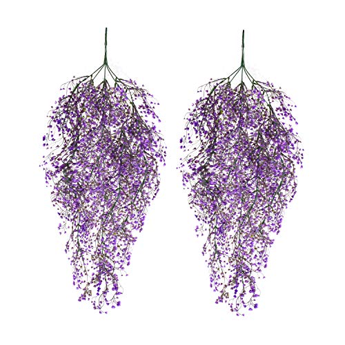 Siumir Hiedra Artificial Guirnalda Falso Hiedra Plantas Artificiales Colgar Plantas para Decoración de Bodas, Jardines, Oficina 2 PCS (74 cm) (Púrpura, 74)
