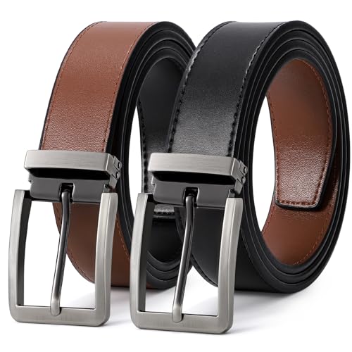 Men Belt Reversible Leather Belts - One Belt, Two Colors 1.35