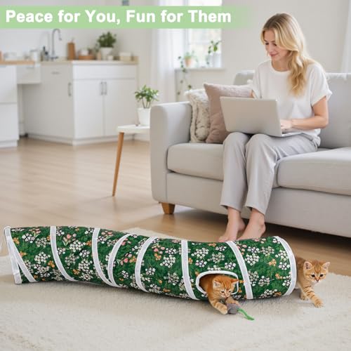 Image of Glittme Cat Tunnel, Cat Tunnels for Indoor Cats, S-Shape Peekaboo Cat Cave with Cat Toys, Foldable Cat Tubes and Tunnels for Cats, Rabbit, Puppy, Guinea Pig