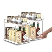 Avilia - Set 2 Organizer Cucina con 2 Ripiani Estraibili, Struttura Impilabile e Facile da Montare, Organizer Cucina Salvaspazio per Bagno, Ripostiglio o Lavanderia, Ideale per Ogni Mobile