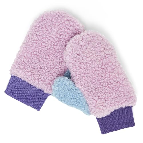 Roarsome Kids Ski Mittens Thermal Winter Gloves for Toddlers & Children Warm Sherpa Fleece Lined Snow Mittens Easy On Stretch Cuff Kids Snow Gloves for Cold Weather - Purple 1-2 Years