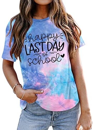 ALLTB Last Day of School Shirt for Teachers Women Teacher Life T-Shirt School Graduation Tee Appreciation Gift Shirt Top
