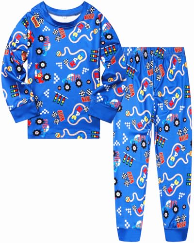 Little Boys Pajamas for Toddler Clothes Set Planet Train Sleepwear Long Sleeve 100% Cotton 2 Piece Kids Pjs Size 1-10 Years