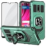 Ailiber for BLU View 4 B135DL Cell Phone Case, with Screen Protector, Ring Kickstand for Magnetic Car Mount, Military Grade, Heavy Duty Shockproof Protective Cover for Tracfone BLU View 4-Deep Green