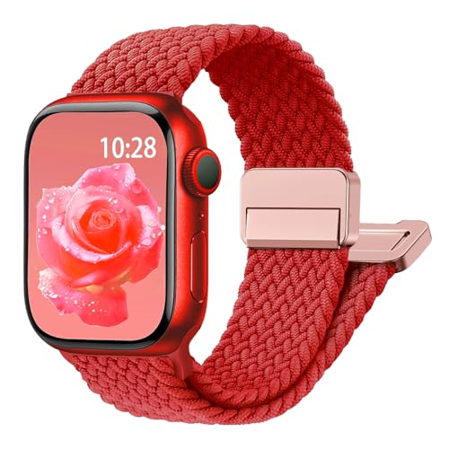 Magnetic Braided Stretchy Loop - Compatible with Apple Watch Band 42mm 46mm 40mm 41mm 44mm 45mm 38mm Ultra 3/2 49mm Women Men Elastic Woven Fabric Nylon Strap for iWatch 11 10 9 8 7 6 5 4 3 SE Ultra
