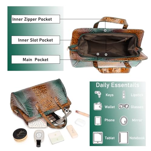 Image of Makcr Joacbv Women Fashion Crocodile Print Handbag Shoulder Satchel Top Handle Crossbody Bag