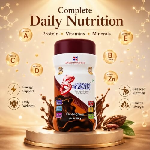 Image of B-Protin Chocolate Nutritional Supplement Powder 200g | High Protein with Whey, Soy & Casein | 27 Vitamins, Minerals & Amino Acids | Complete Daily Nutrition | Gluten Free | Trans Fat Free
