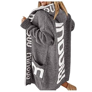 Generisch Damen Strickjacke Lang Cardigan Kapuzenpullover Grobstrickjacke Strickmantel mit Kapuze Cardigan Strickpullover Herbst Winter Jacke Sweater Outerwear S-XXL