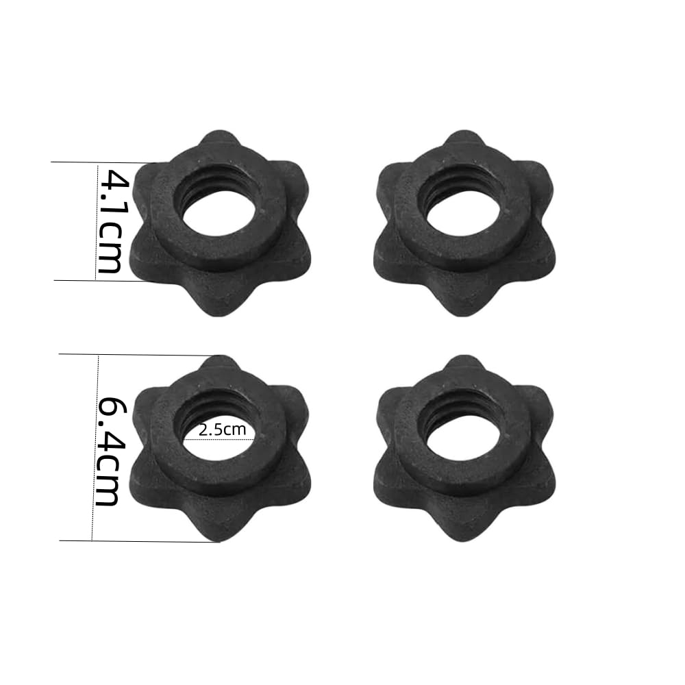 8 pezzi, dado esagonale con manubri, lucchetti a stella, barra per manubri, per allenamento sportivo, dado esagonale in plastica, nero, per barre per manubri