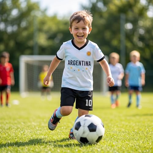 Image of Unisex Kids Soccer Jersey and Shorts Kit 2-Piece Set Boys Girls Football Outfits for Little Athlete 2-14 Years