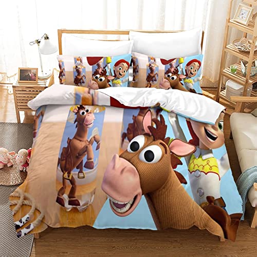 Juego De Ropa De Cama Toy Story Estampado De Fundas para Edredón Suave Transpirable Hipoalergénica Microfibra con Cremallera Y Fundas De Almohada para Niños Y Adultos 200x200cm