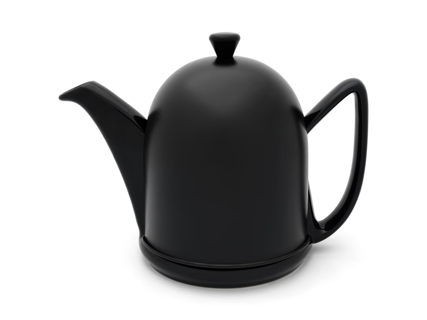 kleine schwarze keramische Teekanne 1.0 Liter Steingut - isolierende Keramikkanne mit Edelstahlteefilter