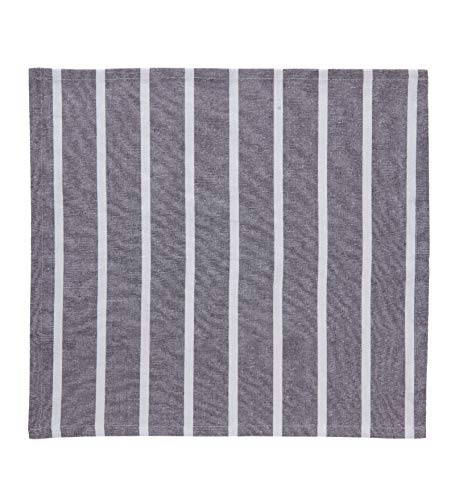 Image of Encasa XO Dining Table Napkins Set of 12, 43x43 cm | Machine Washable Reusable, Recycled Cotton Cloth Napkin, Soft & Absorbent, Table Decor for Hotels, Farmhouse - White & Roma Grey Stripes