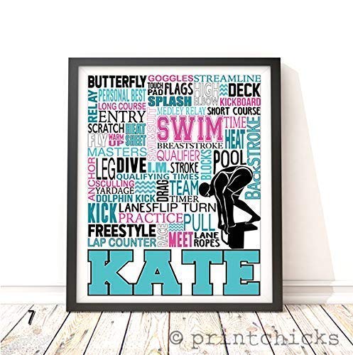 Swim Typography Personalized Print - Printchicks Swimming Art Decor Poster Team Gift #TOP6