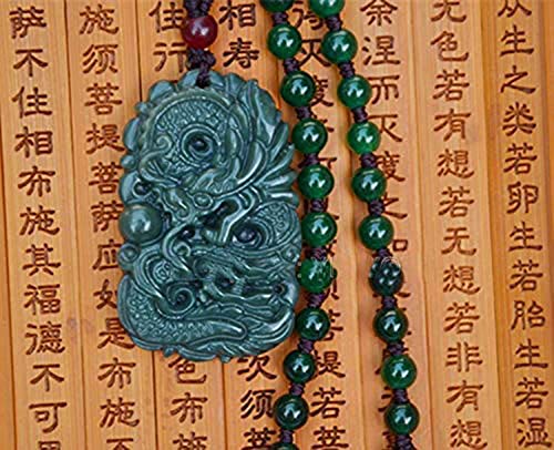 Collier dragon en jade de Hetian vert foncé, le cadeau idéal pour apporter la chance