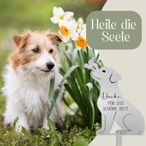 Namalu Hund Gedenkstein Outdoor Grabschmuck Metal Grabplatte mit Gravur Wetterfest Gedenktafel Draußen Schieferplatte Deko für Tiere Grab Erinnerung Hund Trauer Geschenk für Tierbesitzer (Hund)