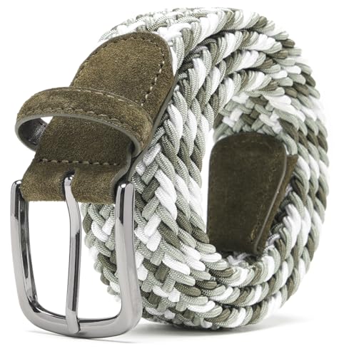 Fabio Valenti Men's Stretch Belt,Woven Braided Web Belt 1 3/8 for Golf Casual Pants Shirts Jeans(2115Color2,M)