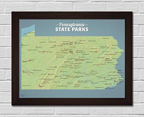 Pennsylvania State Parks Checklist 18x24 Poster (Natural Earth | Walnut Frame)