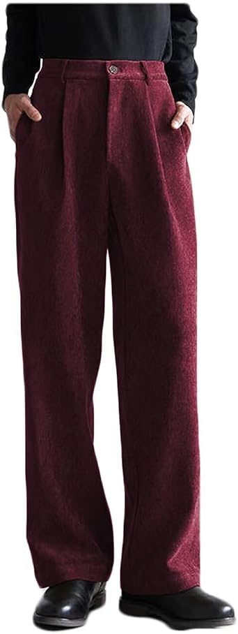 ONAXTDA Mens Corduroy Dress Pants Straight Leg Spring Fall Casual Long Trousers for Business Party